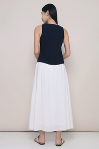 Euniq Pleat Around Midaxi Skirt White (Hollyhoque)