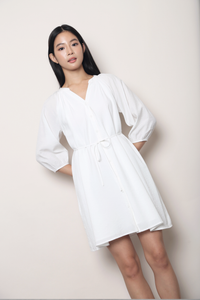 Evergreen Collar Dress White