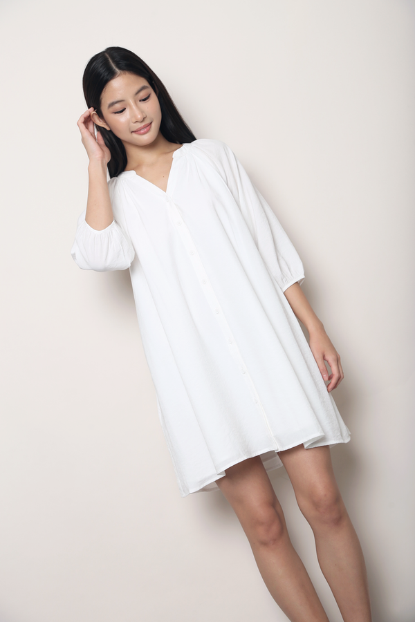 Evergreen Collar Dress White