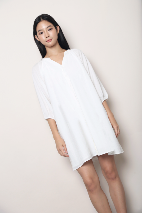 Evergreen Collar Dress White