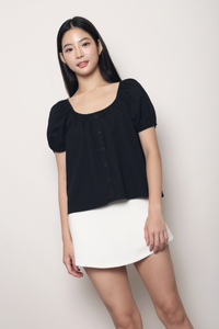 Everyday Scoop Neck Blouse Black