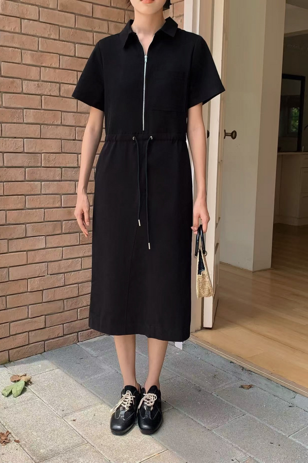 Fast Lane Utility Midi Dress Black