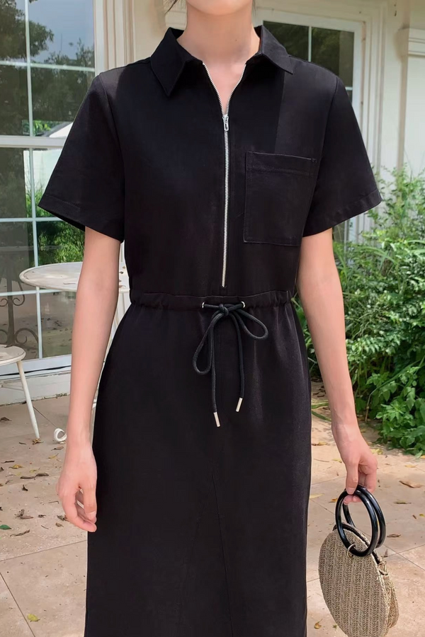 Fast Lane Utility Midi Dress Black