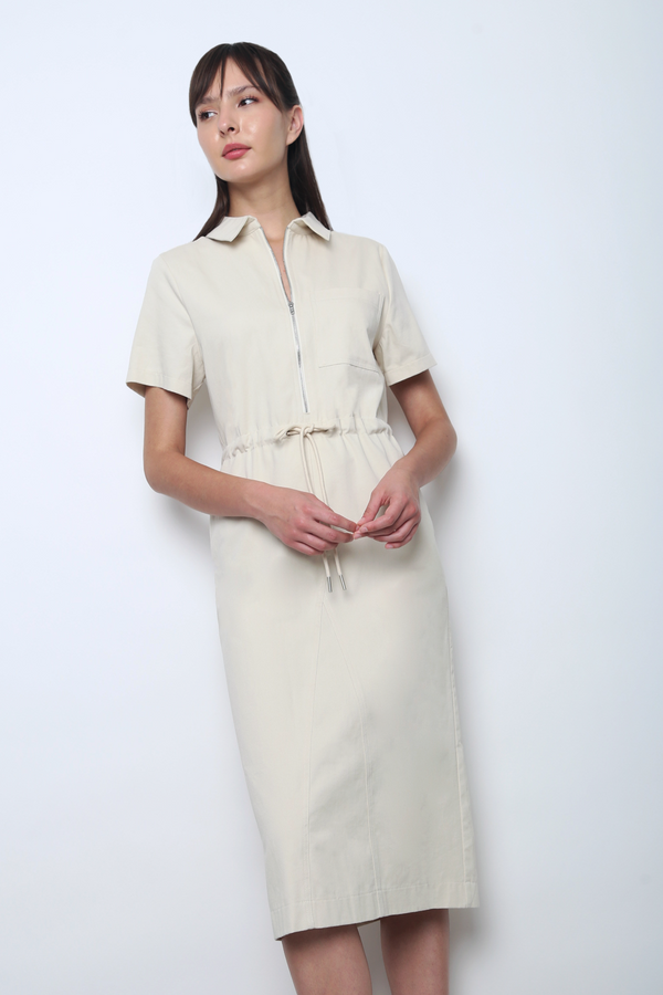 Fast Lane Utility Midi Dress Ivory