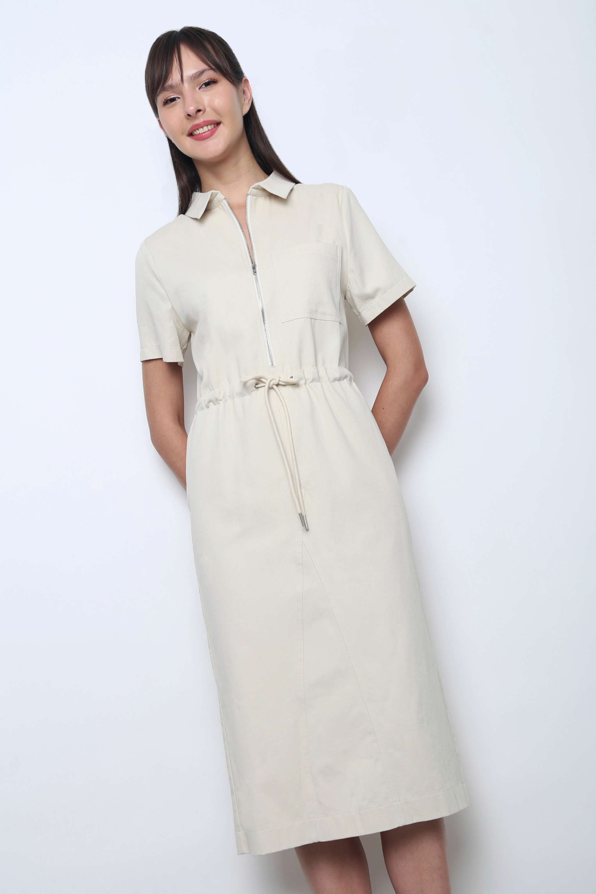 Fast Lane Utility Midi Dress Ivory