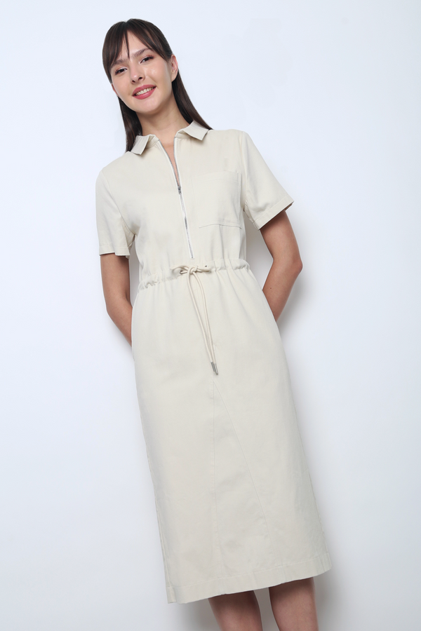 Fast Lane Utility Midi Dress Ivory