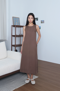 Field Song V2 Midi Dress Brown (Backorder)