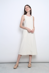 Field Song Linen Midi Dress Ivory (Restock)