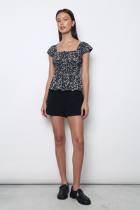 Fleurine Fan Sleeves Top Black