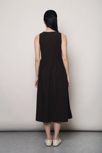 Flinders Sleeveless Midi Dress Brown (Restock)