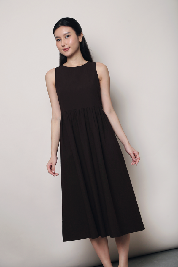 Flinders Sleeveless Midi Dress Brown (Backorder)