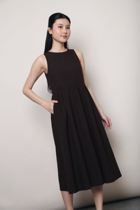 Flinders Sleeveless Midi Dress Brown (Restock)