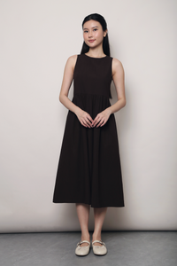 Flinders Sleeveless Midi Dress Brown (Restock)