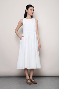 Flinders Sleeveless Midi Dress White