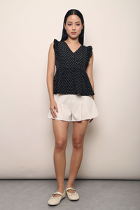 Flor Ruffle Sleeves Top Black