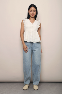 Flor Ruffle Sleeves Top Ivory