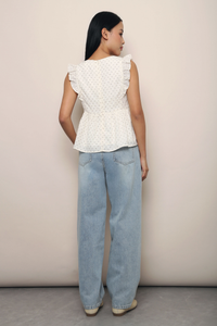 Flor Ruffle Sleeves Top Ivory