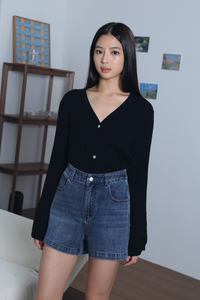 Flute Trumpet Sleeves Cardigan Black (Backorder)
