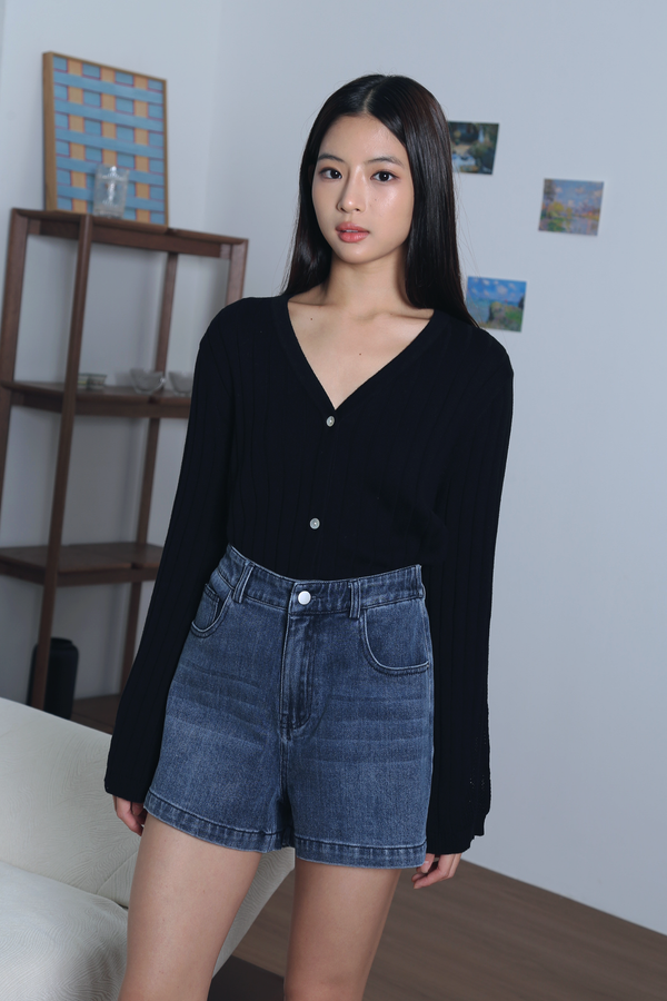 Flute Trumpet Sleeves Cardigan Black (Backorder)