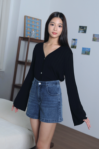 Flute Trumpet Sleeves Cardigan Black (Backorder)