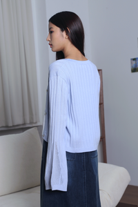 Flute Trumpet Sleeves Cardigan Powder Blue (Backorder)