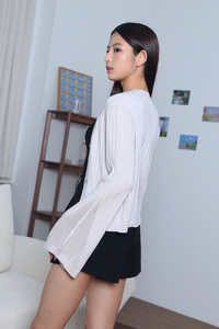 Flute Trumpet Sleeves Cardigan Stone Grey (Backorder)