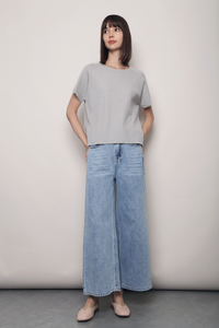 Forever Rib Knit Blouse Grey