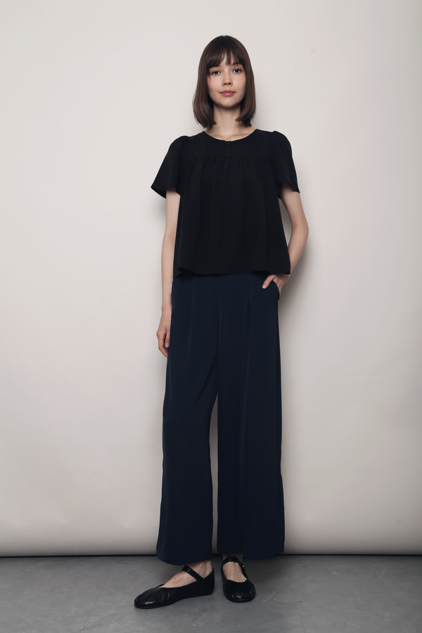 For Keeps Button Down Top Black