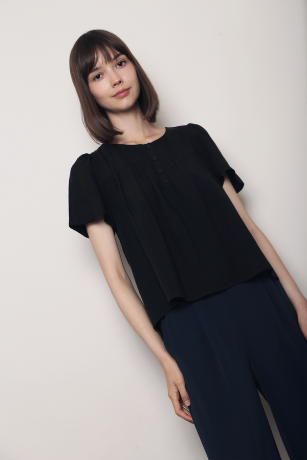 For Keeps Button Down Top Black