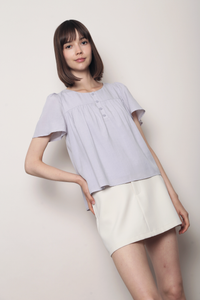 For Keeps Button Down Top Soft Blurple