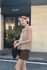 French Affair Pleat Blouse Grey