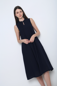 Freya Collared Midi Dress Navy