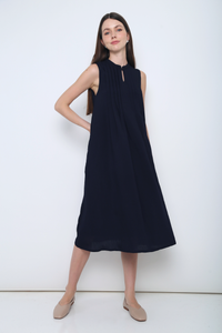 Freya Collared Midi Dress Navy