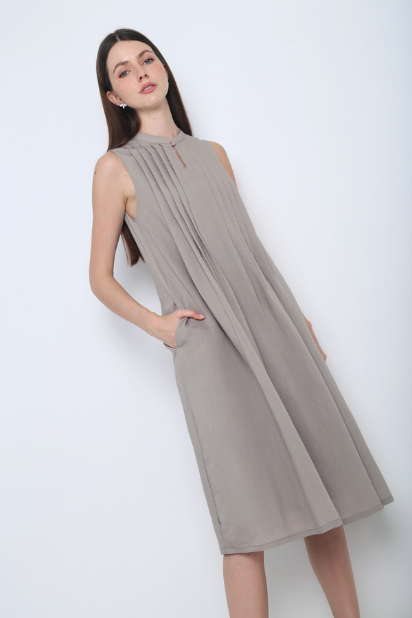Freya Collared Midi Dress Taupe