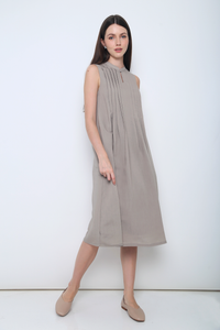 Freya Collared Midi Dress Taupe
