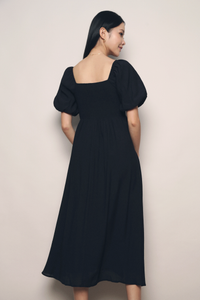 Gabby Poof Sleeves Midaxi Dress Black