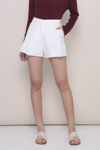 Gaia Pleat Shorts White