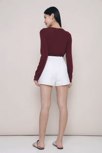 Gaia Pleat Shorts White