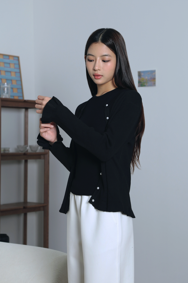 Golden Girl Pearl Cardigan Black