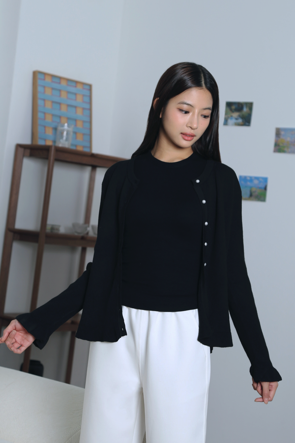 Golden Girl Pearl Cardigan Black