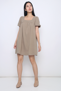 Goldie Puffed Sleeves Dress Ash Brown