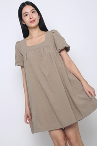 Goldie Puffed Sleeves Dress Ash Brown