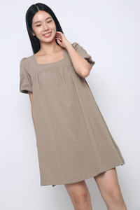 Goldie Puffed Sleeves Dress Ash Brown
