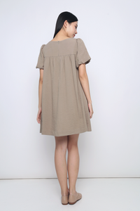 Goldie Puffed Sleeves Dress Ash Brown