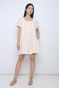 Goldie Puffed Sleeves Dress Ecru
