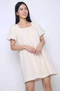 Goldie Puffed Sleeves Dress Ecru