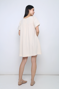 Goldie Puffed Sleeves Dress Ecru