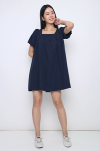 Goldie Puffed Sleeves Dress Navy