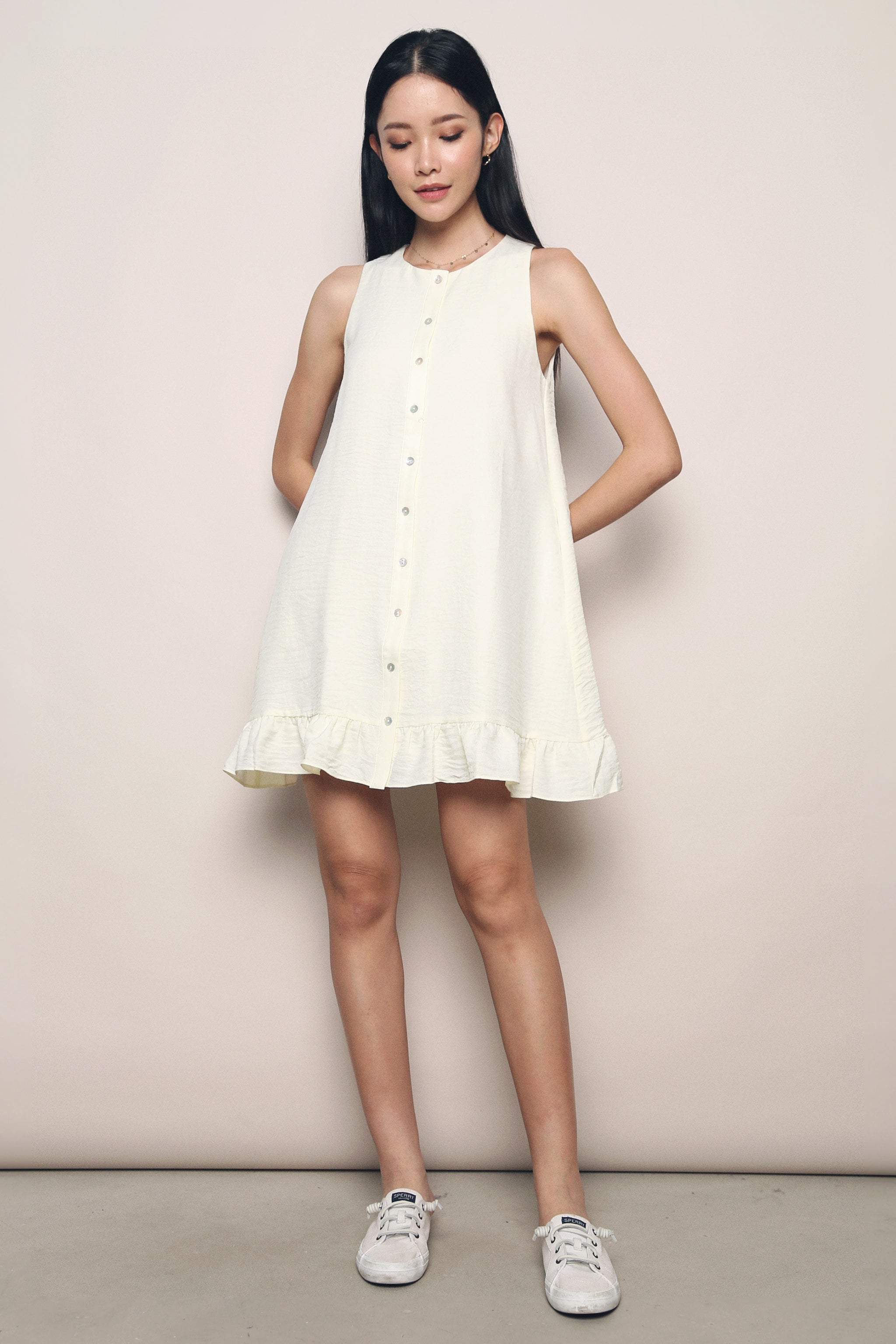 Golia Peplum Dress Cream