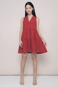 Good Feels Tiered Dress Burgundy